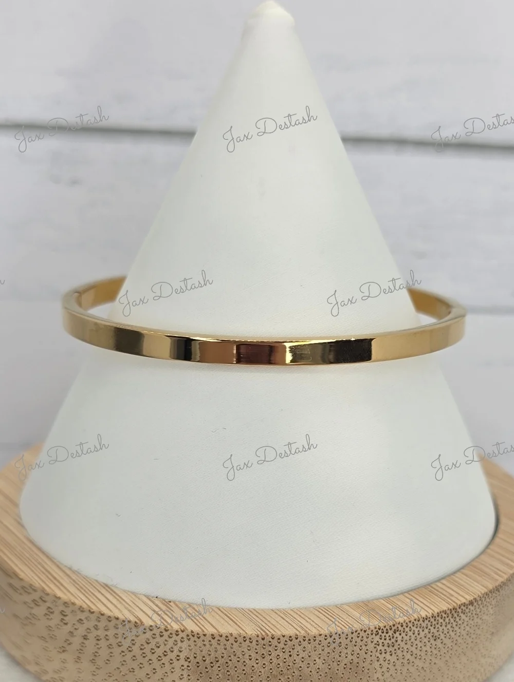 Stainless Steel Gold Tone Crystal-Accented Bangle Bracelet BR110